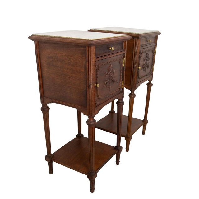 French Louis XVI Bedside Tables, 1890s, Set of 2 For Sale - Image 4 of 14