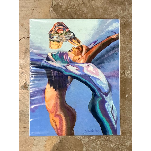 Vintage Ron Seitler Figurative Oil Crayon Drawing For Sale - Image 4 of 12