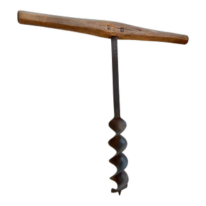 Antique Farmhouse Wood T Auger Drill, Barn Beam Drill