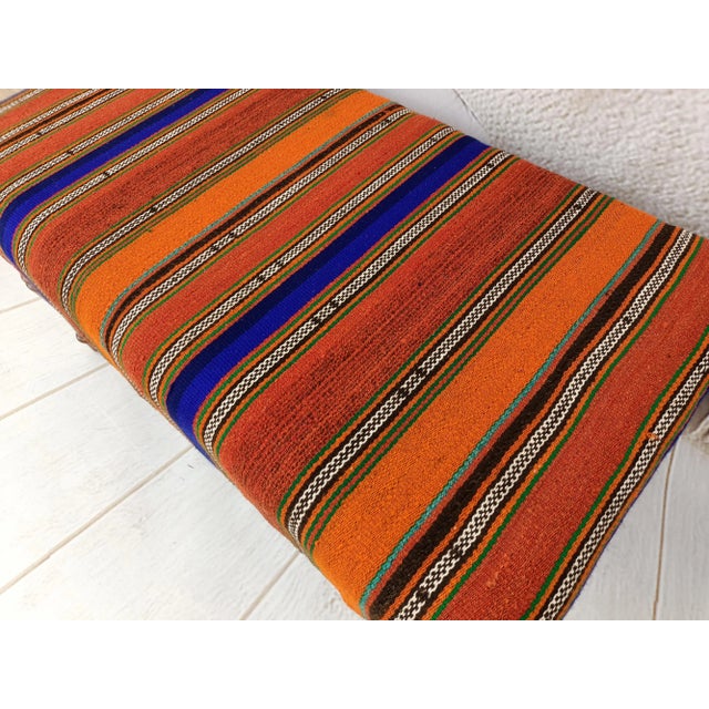 2020s Kilim Upholstered Walnut Vanity Bench For Sale - Image 5 of 7
