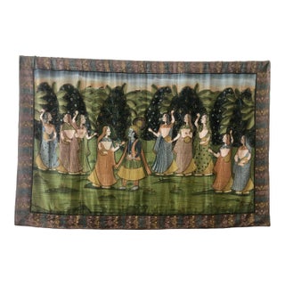 1970s Large Indian Silk Tapestry Art For Sale