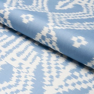 SAMPLE - Schumacher Asaka Ikat Fabric In Chambray For Sale