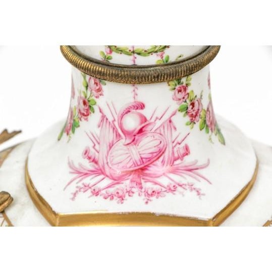 19th C. French Louis XVI Sèvres-Style Porcelain & Ormolu Mantel Clock, Signed Theodore B. Starr Ny For Sale - Image 4 of 18