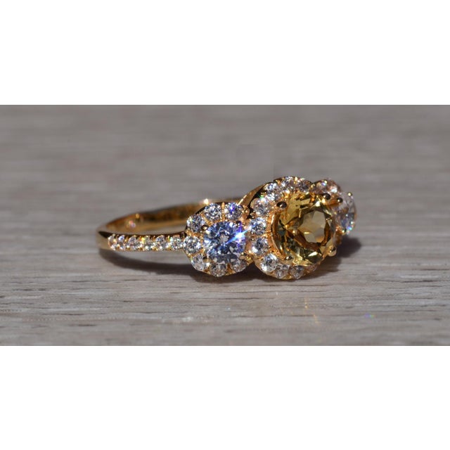 Metal The Dettling: Ladies Contemporary Trilogy Ring set with Citrine and Cubic Zirconia For Sale - Image 7 of 10