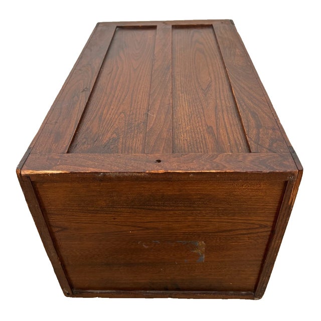 Wood Antique Single Drawer File Cabinet, Tiger Oak Legal / Letter Size, Paneled Sides For Sale - Image 7 of 12