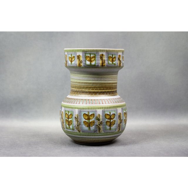 Mid-Century Hand-Painted Glazed Stoneware Vase with Foliage Frieze by Marcel Guillot, France, 1950s-1960s For Sale - Image 6 of 11