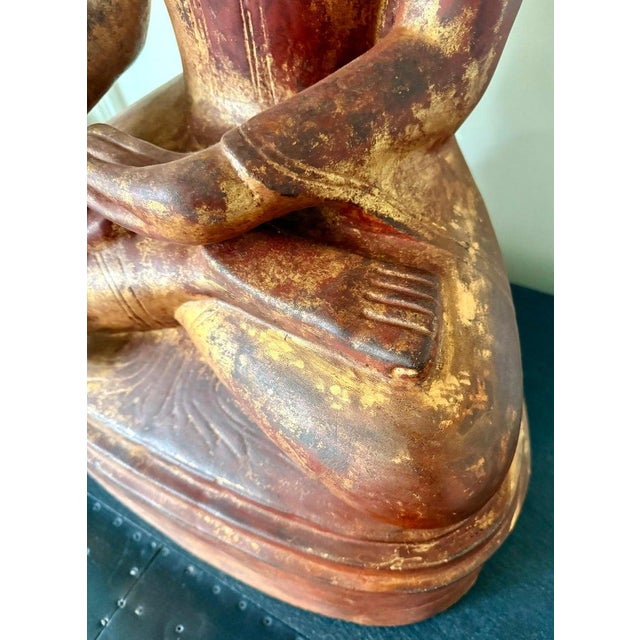 Antique Burmese Lacquer Wood Shan Style Buddha Statue For Sale In Atlanta - Image 6 of 18