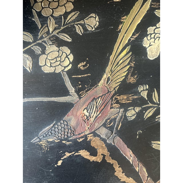 Large Vintage Coffee Table with Painted Chinoiserie For Sale - Image 6 of 13