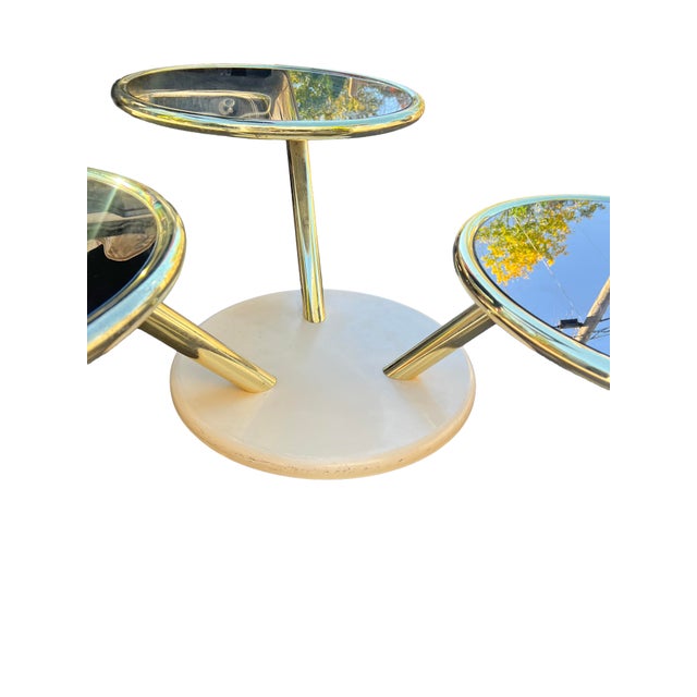 1980s Vintage Mid Century Modern Brass Glass Coffee Table Italian in Milo Baughman Style Design For Sale - Image 5 of 12