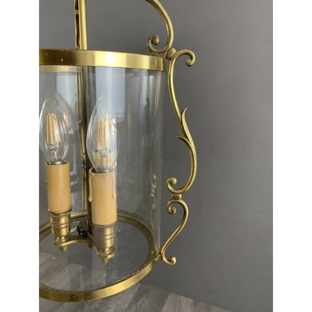 20th Century Brass and Glass Lantern Pendant Light For Sale - Image 5 of 6
