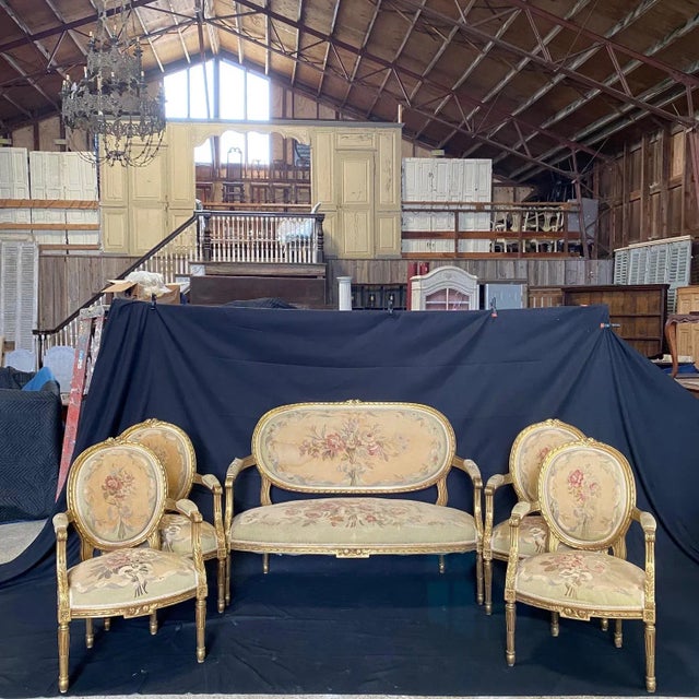 19th C Armchairs With Aubusson Tapestry Upholstery -A Pair For Sale - Image 10 of 13