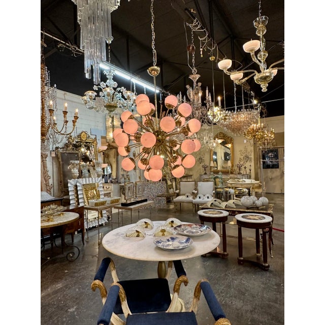 Pink Murano Pink Glass Globe Sputnik Chandelier For Sale - Image 8 of 8