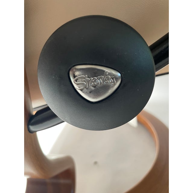 Beige Large Recliner Chair and Ottoman With Classic Base Wing Collection by Ekornes For Sale - Image 8 of 9