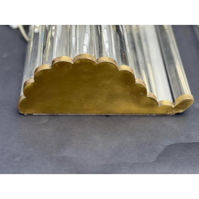 Venini Pair 1940’s Murano Glass and Brass Wall Sconces. For Sale - Image 4 of 7