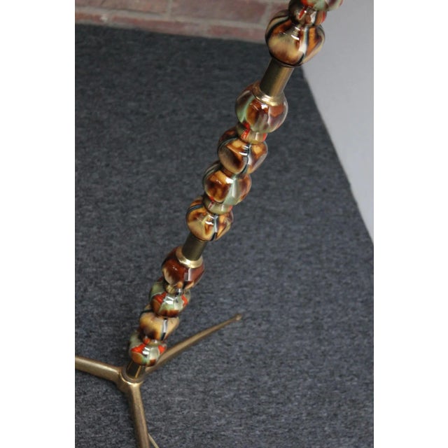 Metal Italian Modernist Ceramic Floor Lamp With Brass Tripod Base For Sale - Image 7 of 13
