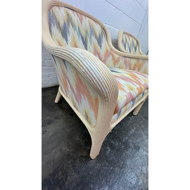 Baker Furniture Pencil Reed Rattan Lounge Chairs, 1980s, Set of 2 For Sale - Image 11 of 14