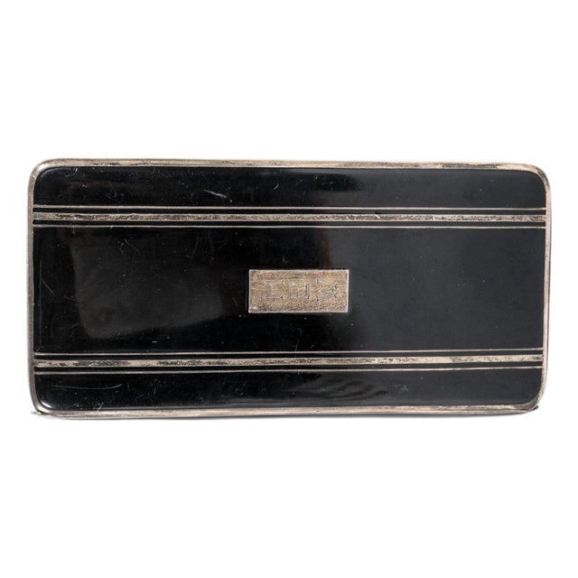 Antique Webster Co. Art Deco Style Sterling Silver and Black Enamel Cigarette Case For Sale