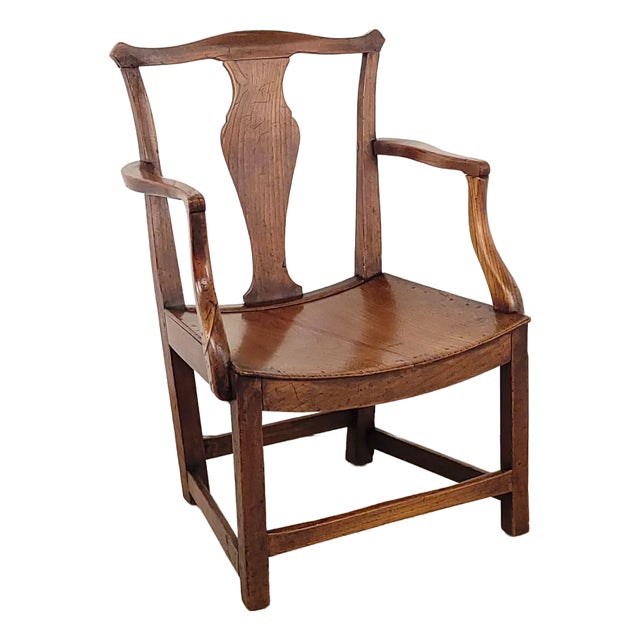English Oak Armchair With Saddle Seat, 19th Century or Earlier For Sale
