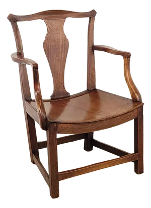 English Oak Armchair With Saddle Seat, 19th Century or Earlier