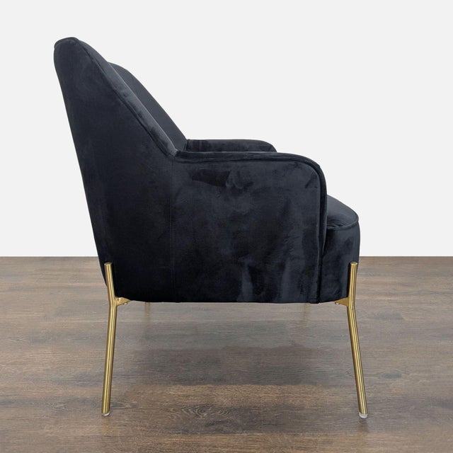 Modern New Pacific Direct Arianna Black Velvet & Gold Accent Chair For Sale - Image 3 of 10