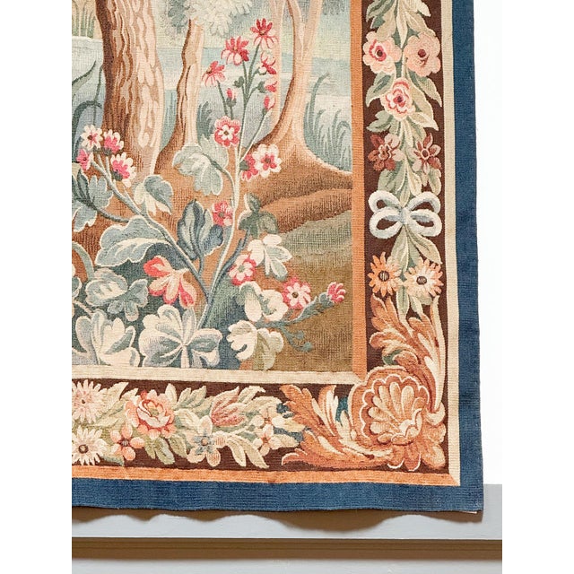 French Aubusson Style Tapestry Depicting a Lake and Woodland Scene (H 60 X W 79) For Sale - Image 12 of 18