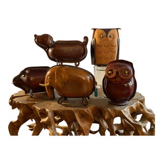 1960s Collection of Kounoike Leather Animal Banks- Set of 5 For Sale