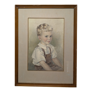 1940s "Portrait of a Young Boy" Watercolor on Paper by Eileen Chandler