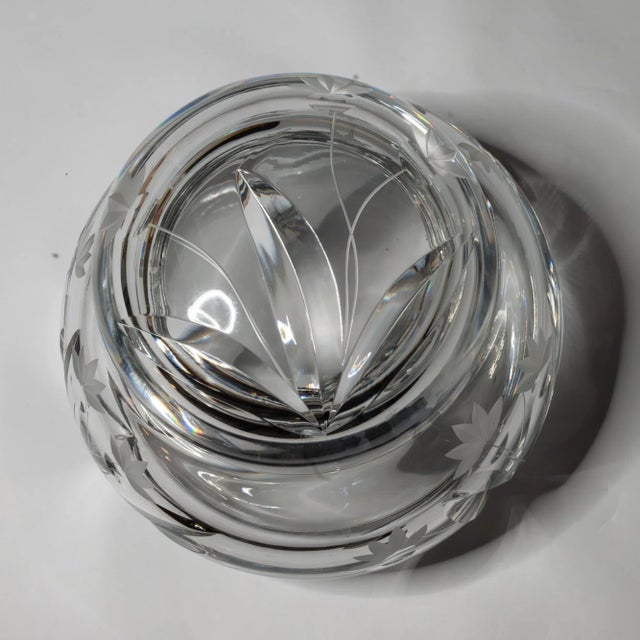 Vintage Mid 20th Century Bohemian Crystal Quilted Cut Glass Candy Dish Bowl With Lid – Mark Palda Style For Sale In Seattle - Image 6 of 7