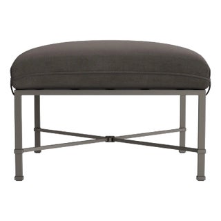 Brown Jordan Venetian Ottoman, Mica frame with Fusion Charcoal fabric For Sale