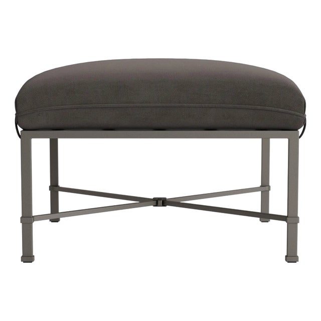 Brown Jordan Venetian Ottoman, Mica frame with Fusion Charcoal fabric For Sale