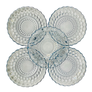 1930s Pale Blue Bubble Dessert Plates- Set of 5