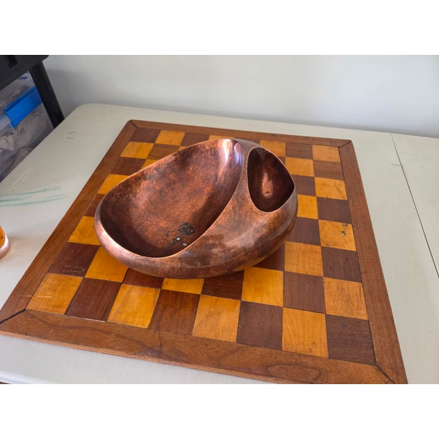 Nambe copper alloy sculptural Pebble bowl by Steve Cozzolini