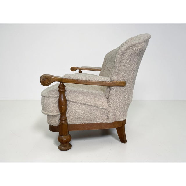 Danish Art Deco Style Three-Seater Sofa in Beige Bouclé, 1950s For Sale - Image 6 of 12