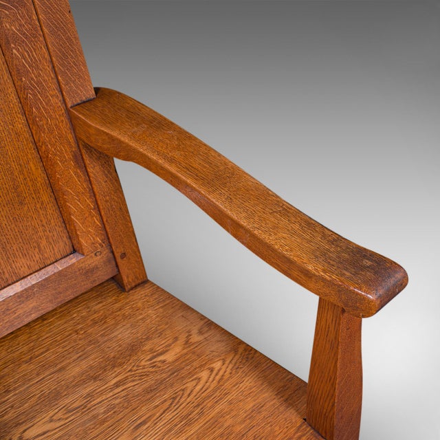 Antique Schoolmaster's Chair, English, Oak, Desk, Elbow, Seat, Edwardian, C.1910 For Sale - Image 9 of 10