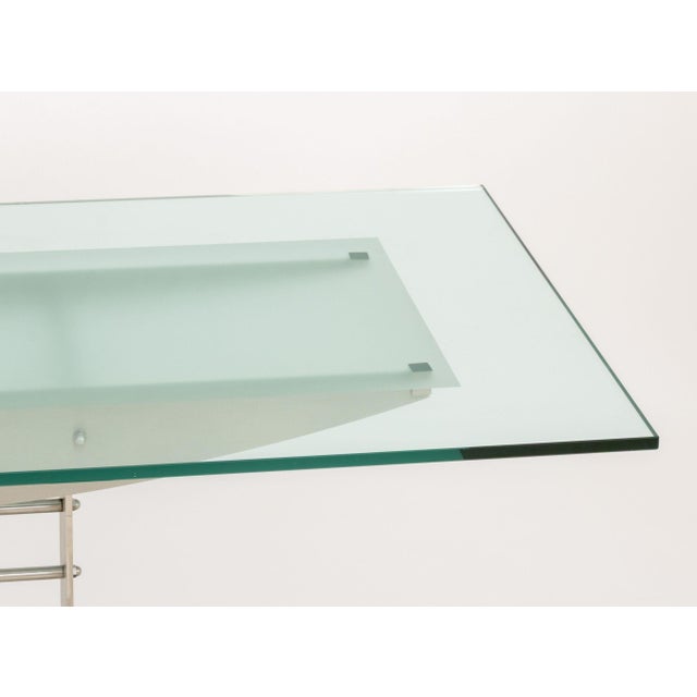Metal Contemporary Glass Top Dining Table For Sale - Image 7 of 9