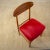 Scandinavian Wooden Chairs with Red Fabric Seat, 1960s, Set of 4, in Worn conditions. Designed 1960 to 1969