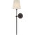 2020s Thomas O'Brien for Visual Comfort Signature Bryant 27" Cordless Tail Sconce in Bronze with Linen Shade For Sale - Image 5 of 13