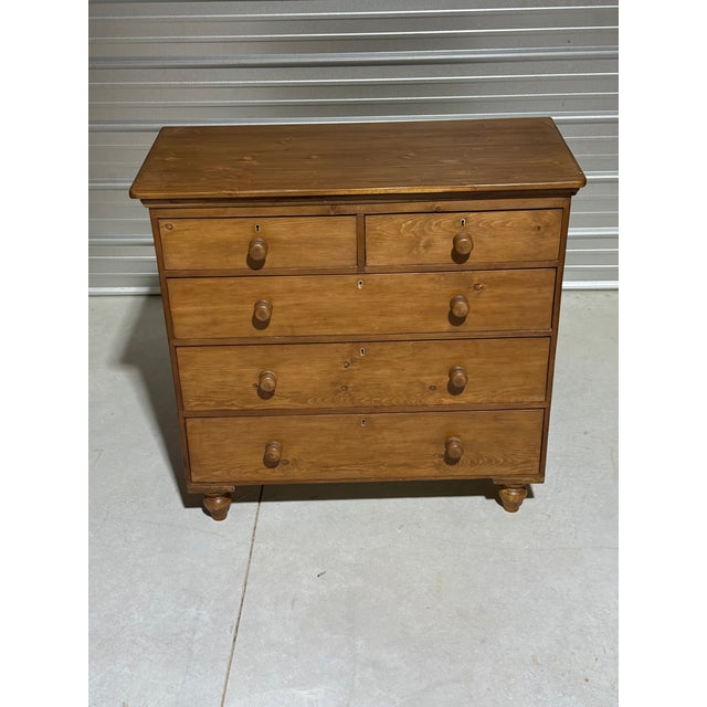 Antique Pine Two Over Three Drawers - Chest of Drawers From England This chest of drawers is from the "Midlands" England,...