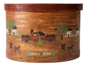 Vintage Large Painted Wooden Bandbox