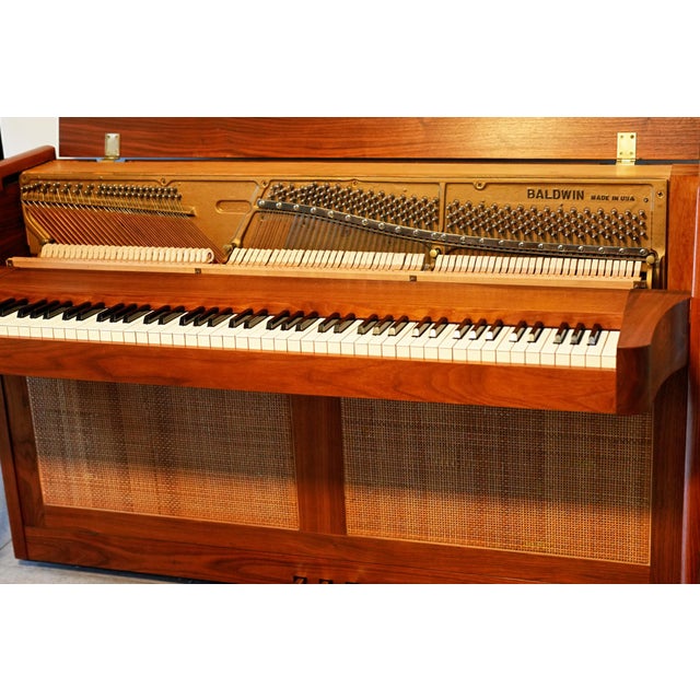 Baldwin Acrosonic Mid-Century Modern Piano & Original Bench | Sculptural Walnut For Sale - Image 11 of 16