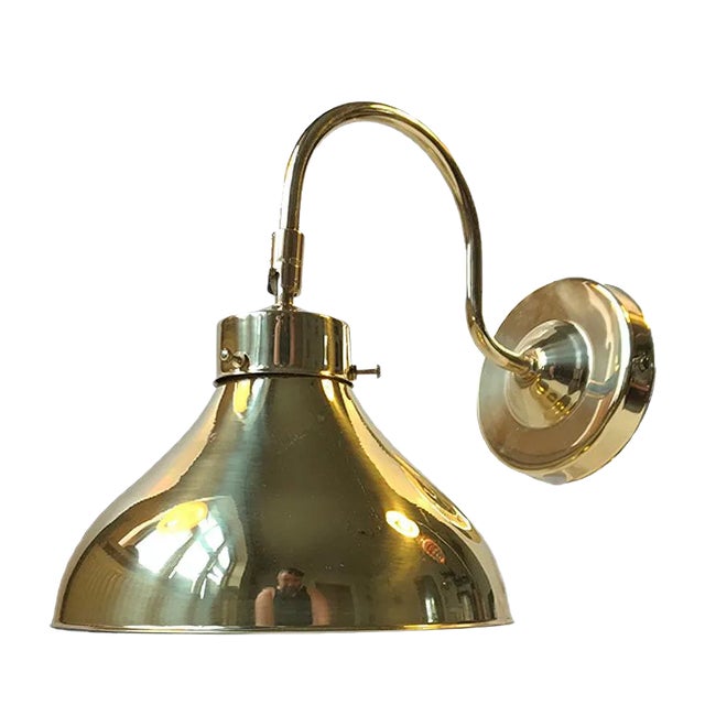 Vintage Danish Adjustable Brass Sconce from Abo Metalkunst, 1970s For Sale