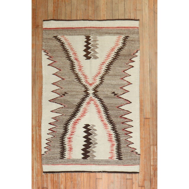 Early 20th Century Shark Teeth American Navajo Rug - 3'1" x 4'9" For Sale - Image 4 of 11