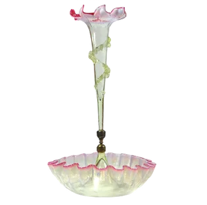 Antique English Victorian Pink Vaseline Glass Epergne