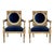 Pair of Louis XVI Style Giltwood Armchairs With Blue Klein Velvet For Sale
