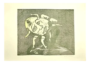Mino Maccari, Women, Woodcut, 1960s
