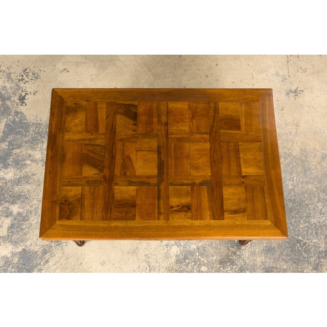 French Louis XVI Style Walnut Extendable Dining Table With Parquetry Top, Provence For Sale - Image 4 of 17