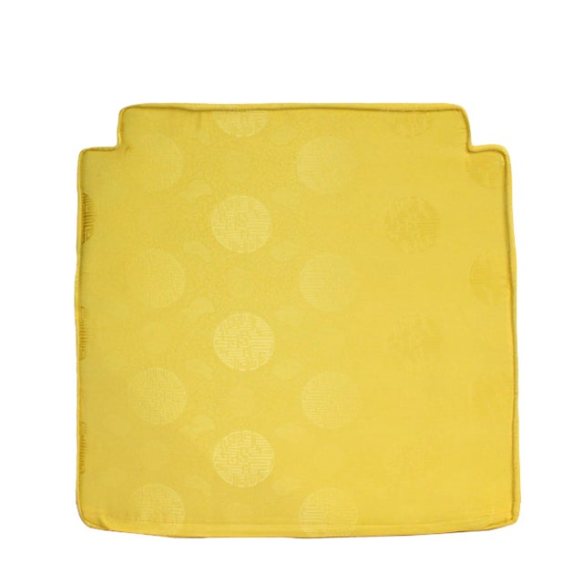 Chinese Oriental Golden Yellow Silk Fabric Square Seat Cushion Pad For Sale