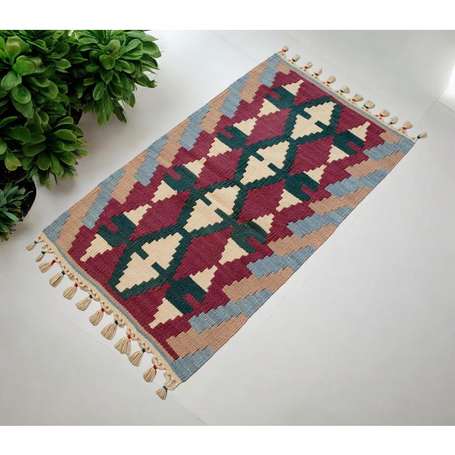 Hand Woven Colorful Kilim Small Rug For Sale - Image 6 of 12