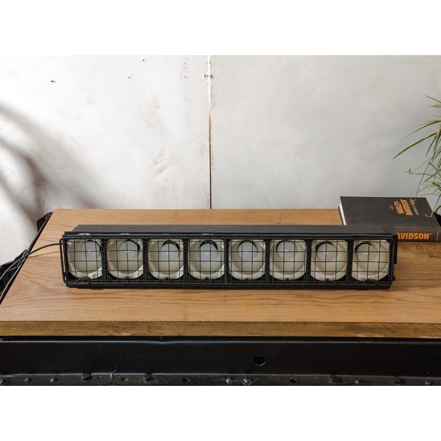 Mid-Century Black with Wire Grille Theatre Batten Light from Siemens, Germany, 1960s For Sale - Image 9 of 15