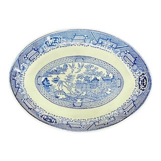 American Blue Willow Platter, Signed For Sale